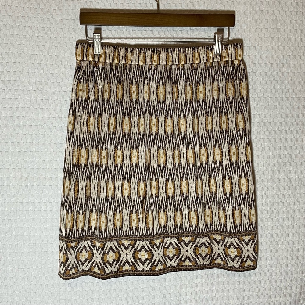 Chico's Tribal Aztec Print Elastic Waist Side Pockets Skirt Women Sz 1 (M/8)